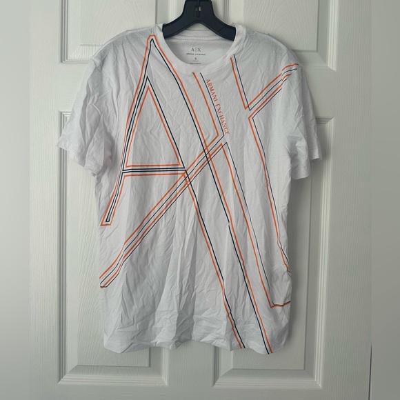 NWOT Armani Exchange A/X Mens Short Sleeve Graphic Logo Lines T-Shirt AX Small - Picture 1 of 3